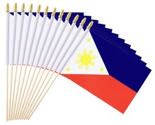 25Pack Small Philippines Flag Mini Filipino Handheld Stick Flags 5x8 Inch picture