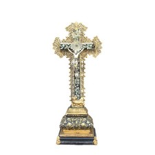 Antique french wooden standing crucifix 14.14