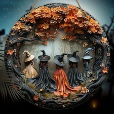 Halloween Gothic Witch Wooden Hanging Tag Halloween Jungle Fun Home Decor Horror picture