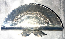 Vintage Hammered Aluminum Napkin/letter Scalloped Edge Petal Feet MCM picture