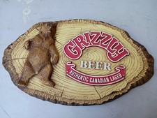 Grizzly Beer Authentic Canadian Lager Foam Beer Wall Sign 1984 picture