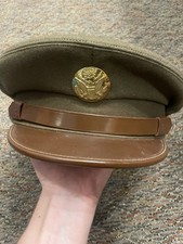 Vintage WWII WW2 US Army Enlisted NCO Service Visor Hat Delman Crusher Size ? picture