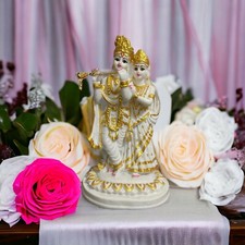 Radha Krishan Idol Marble Look Best for Home office Temple, H-19cm picture