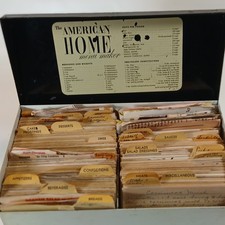 1000 +-  Vintage Handwritten Recipe Cards Grandma Double Metal Box Clippings  picture