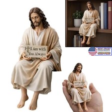 Jesus Sitting Statue Sculpture Resin Craft Desk Companion Figurine Unique Party picture