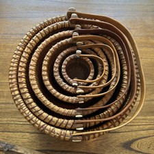 Vintage Nested Round Nantucket Baskets w/Handles-Set of 6-Signed ND 1987-1988 picture