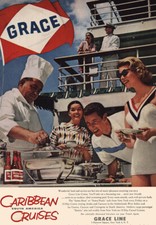 1957 Grace Line: Caribbean Cruises Vintage Print Ad picture
