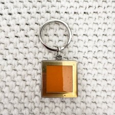 Veuve Cliquot Steel Orange Enamel Square Prestige Line Souvenir Keychain Ring picture