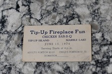 Business Card Antique Vintage Tip-Up Fireplace Fun Bar-B-Q Ticket 1974 Quincy MI picture
