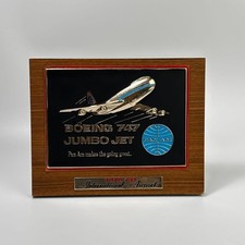 Vintage Pan Am Boeing 747 Jumbo Jet Souvenir Plaque Tokyo Haneda Airport 1970s picture