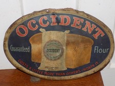 Vintage Occident Guaranteed Flour Metal Self Framed Sign picture
