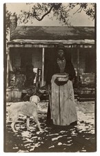 1910s African American Woman House & Dog RPPC Photo picture
