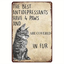 Vintage Metallic Tin Logo for Feline Lovers Tin Metal Signs Home Décor 8x12 picture