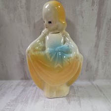 Vintage Curtsies Girl Planter Possibly Shawnee McCoy Ceramic 6.5
