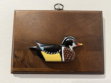 VTG 3D Handmade Wood Duck Decoy Wall Plaque Hand Painted Folk Art Carving Drake picture