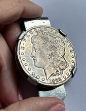 Vintage 1888 Morgan Silver Dollar Money Clip with Pepsi Cola Company Bottle Cap picture