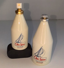 Vintage 1993 Old Spice Cologne Glass Bottle Set 2.5oz Gold Atomizer 4.25oz Lot picture