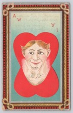 Upside Down Face Valentine Postcard Rochester NY 1910 Novelty picture