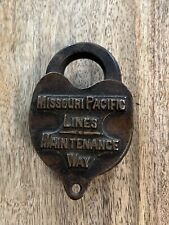 Vintage Old 1938 Missouri Pacific Lines Maintenance Way Padlock No Key Rare ￼ picture