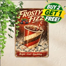 Vintage Cherry Soda Soft Drink Sign Retro Sparkling Pop Metal Tin Plaque picture