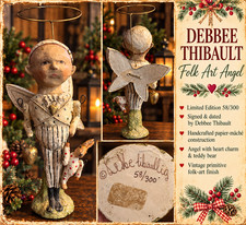 Beautiful Debbee Thibault original folk-art angel, handcrafted in her distinctiv picture
