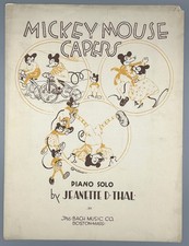 RARE 1933 Mickey Mouse Capers The Bach Music Co ~Antique Sheet Music Walt Disney picture