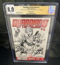 Guardians of the Galaxy #1 CGC SS Signature Signed 3X STAN LEE Sketch Variant picture
