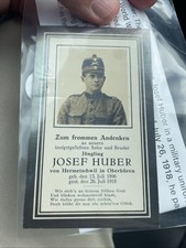 WWI Swiss Death Card 1918 rare Josef Huber military militia picture