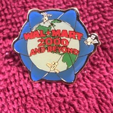 Vintage Walmart Pin Back Button Gold Trim 2000 And Beyond picture
