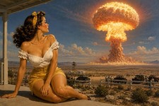 Pinup Sexy Woman Atomic Nuclear Bomb Roadside MODERN Vintage Postcard E88 picture