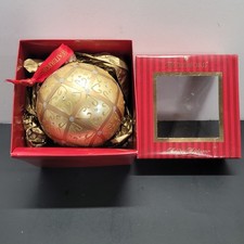 RARE HTF Waterford Holiday Heirlooms Golden Glass Celtic Scroll Ball Ornament picture