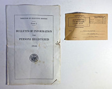 WW2 Bulletin of Info for Persons Regis. / Notice for Physical Exam Draft Card TX picture