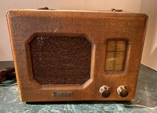 Rare Vintage 1939 AirKing Model 9822A “The Kent” Tube Wood Suitcase Radio picture