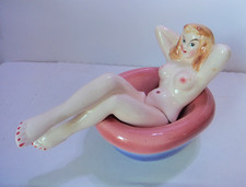 Vintage 1950's Nude Woman in Oval Tub Salt and Pepper Shakers S&P Japan picture