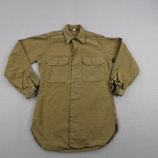 Vintage US Army Shirt Small 14 32 Brown Wool Field WW2 WWII 40s 1940s USGI picture