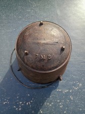 Antique Cast Iron Bean Gate Mark Pot Kettle Three Peg Leg Pre 1880 Stamped 7mb picture