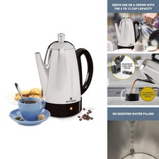 West Bend 54159 Electric Percolator Coffee Maker 12-Cup Silver picture