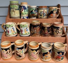 15 Antique (1930’s-1940’s) Japanese Majolica (Tin Glazed) Ceramic Steins / Mugs picture