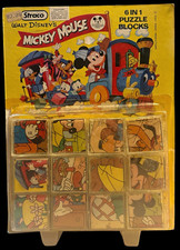 Vintage 1960s Straco Walt Disney Mickey Mouse 6 in 1 Puzzle Blocks Sealed Hong K picture