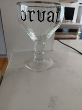 Orval (Trappist) Long Stemmed Ale Chalice Black Graphics Platinum Rim Trim picture