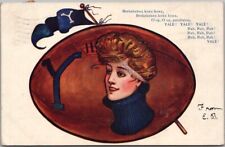 YALE UNIVERSITY Postcard Pretty Girl Football / Tuck's Series 2344 / 1907 Cancel picture
