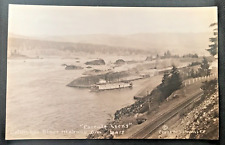 REAL PHOTO ANTIQUE POSTCARD - Cascade Locks, Columbia River Highway, OR w/Boat picture