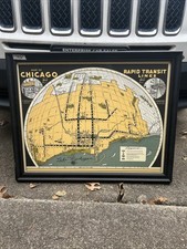 2006 Framed of Vintage Chicago Transit Metropolitan  Maps 22x28” picture