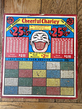 Vintage Cheerful Charley Punch Board 25¢ Gambling Game 1200 Hole Color Display picture