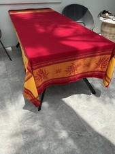 Tissus Toselli Povencal Jacquard Woven Tablecloth RED&YELLOW 92x62 6-napkins picture