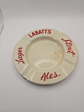 Vtg 1940's Porcelain Ashtray Labatts Beer Ale Advertising Sign Man Cave Lager picture