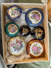 Porcelaine d'Art Limoges France Porcelain Trinket Boxes Lot of 7 picture