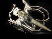 VINTAGE TAXCO MEXICAN SPRATLING STYLE OBSIDIAN STERLING HUMMING BIRD NECKLACE picture