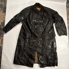 VTG Firefighters Coat Janesville Apparel Wis Rubberized Black Trench Coat 46 187 picture