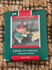 1989 Hallmark Ornament Hark It's Herald the Elf First in Series picture